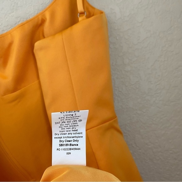 House of CB Bianca Tangerine Satin Pleated Corset Midi Dress orange size XS NWOT - Picture 9 of 15